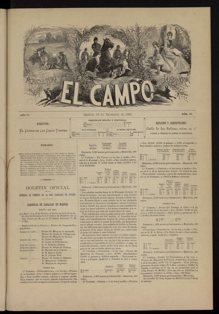 Miniatura de El Campo : agricultura, jardinería y sport del 16 de septiembre de 1881, nº 20