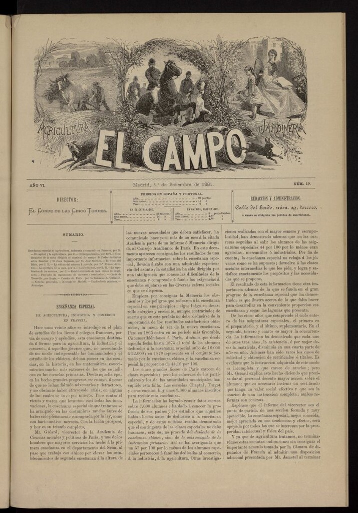 Miniatura de El Campo : agricultura, jardinería y sport del 1 de septiembre de 1881, nº 19