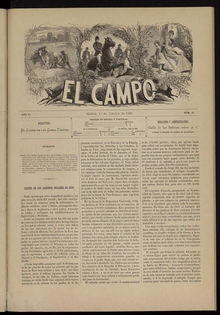 Miniatura de El Campo : agricultura, jardinería y sport del 1 de octubre de 1881, nº 21