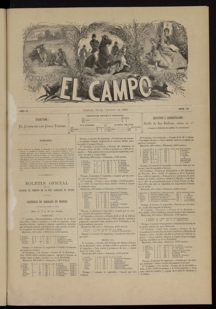 Miniatura de El Campo : agricultura, jardinería y sport del 16 de octubre de 1881, nº 22