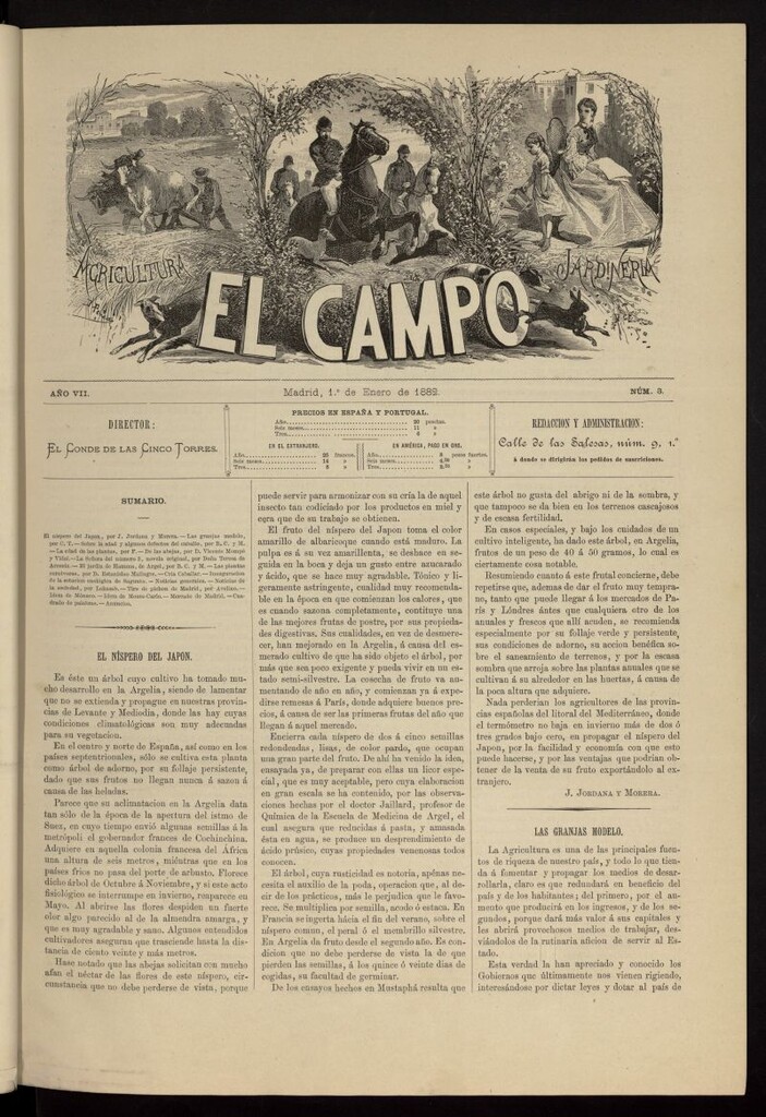 Miniatura de El Campo : agricultura, jardinería y sport del 1 de enero de 1882, nº 3