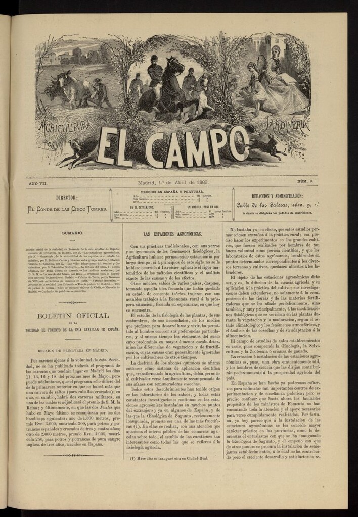 Miniatura de El Campo : agricultura, jardinería y sport del 1 de abril de 1882, nº 9