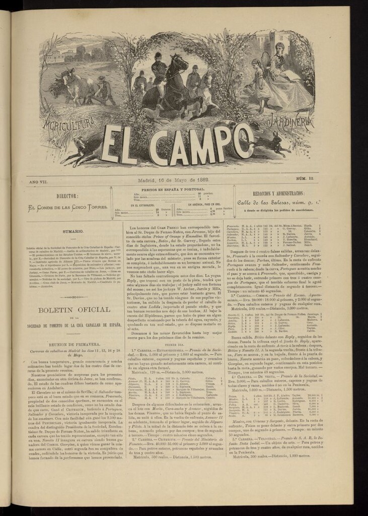 Miniatura de El Campo : agricultura, jardinería y sport del 16 de mayo de 1882, nº 12