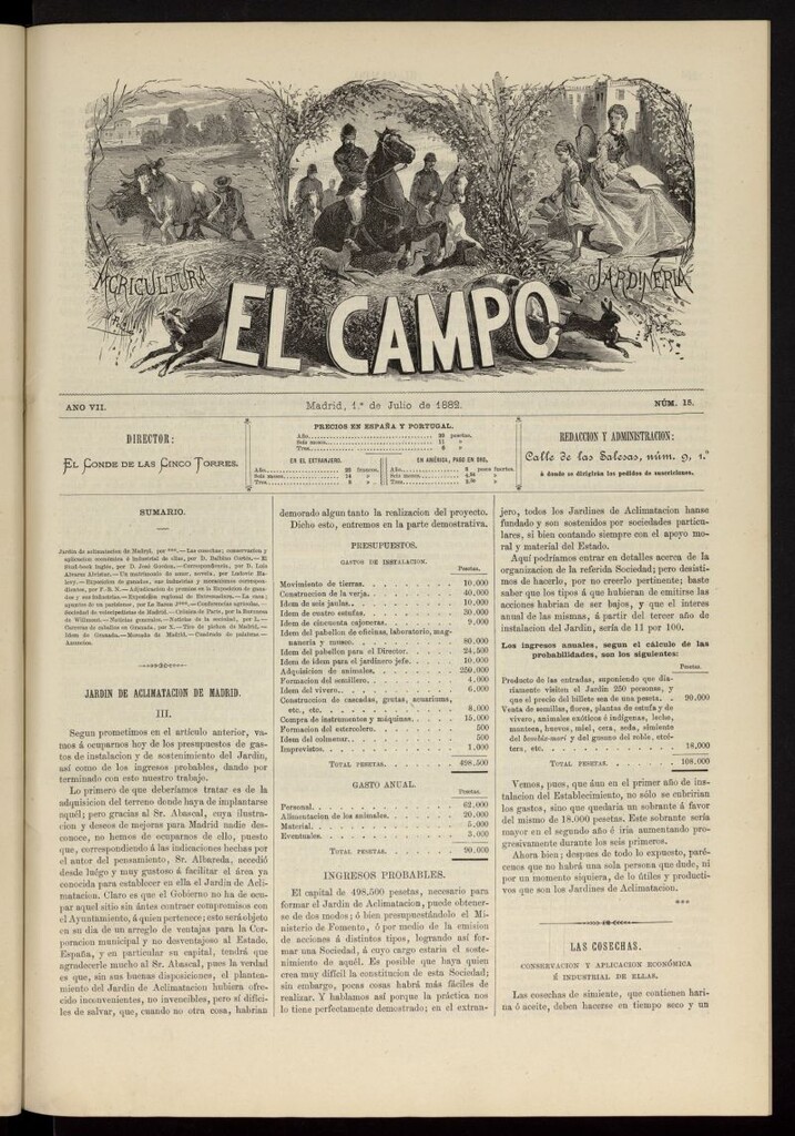 Miniatura de El Campo : agricultura, jardinería y sport del 1 de julio de 1882, nº 15
