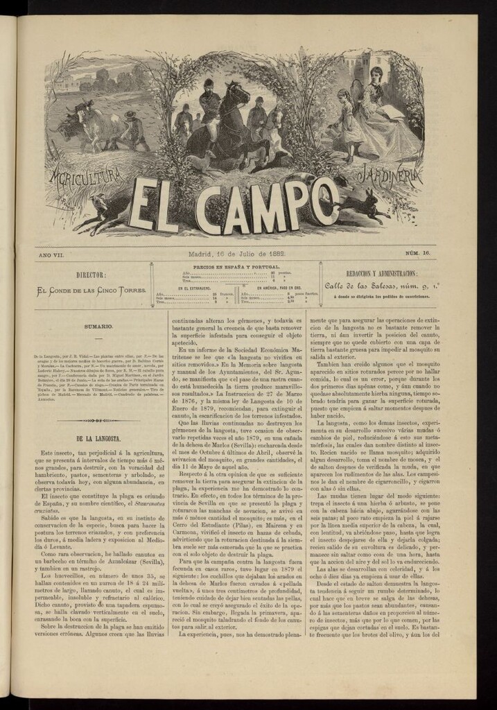 Miniatura de El Campo : agricultura, jardinería y sport del 16 de julio de 1882, nº 16