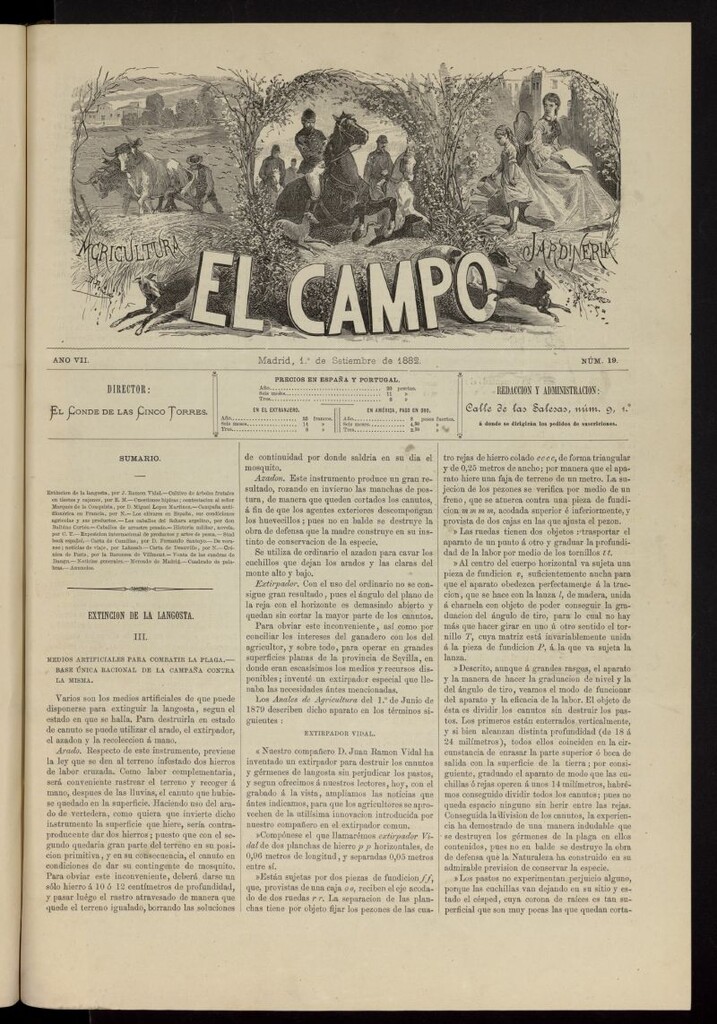 Miniatura de El Campo : agricultura, jardinería y sport del 1 de septiembre de 1882, nº 19