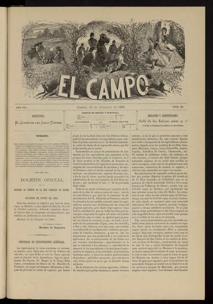 Miniatura de El Campo : agricultura, jardinería y sport del 16 de septiembre de 1882, nº 20