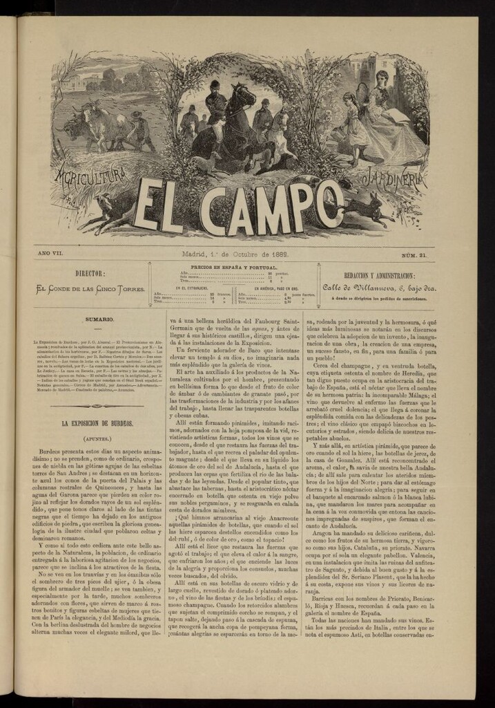 Miniatura de El Campo : agricultura, jardinería y sport del 1 de octubre de 1882, nº 21