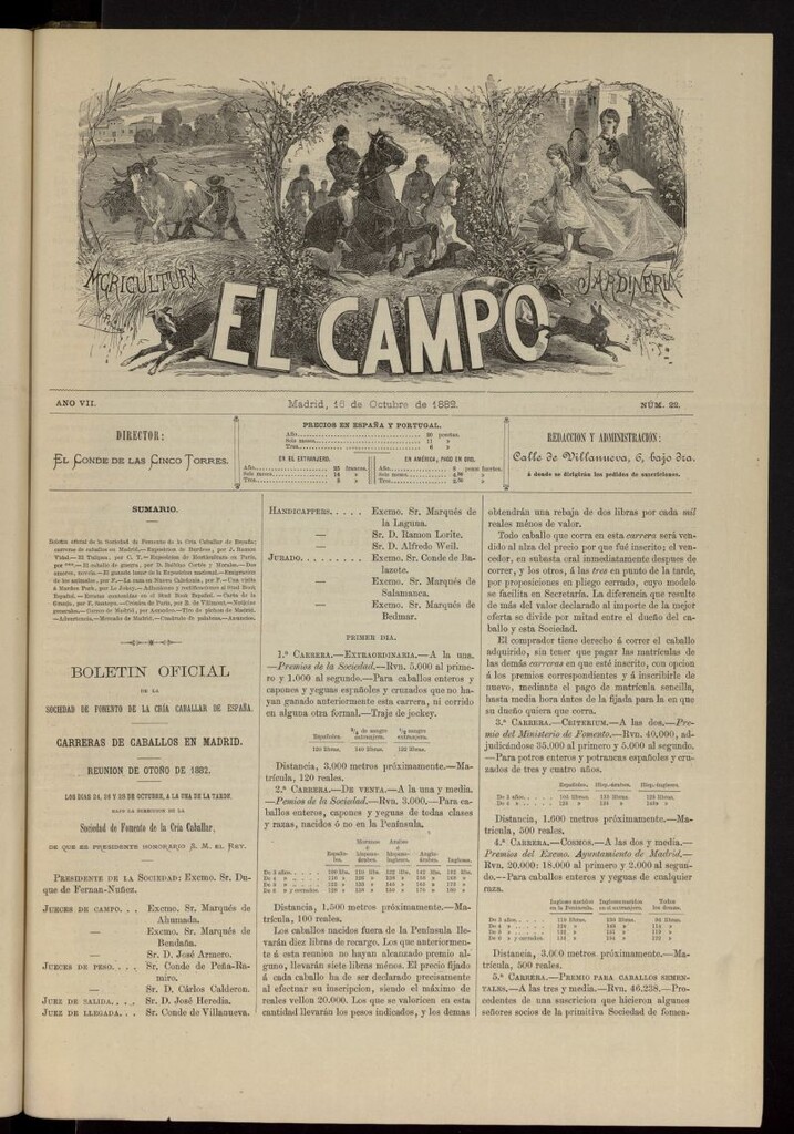 Miniatura de El Campo : agricultura, jardinería y sport del 16 de octubre de 1882, nº 22