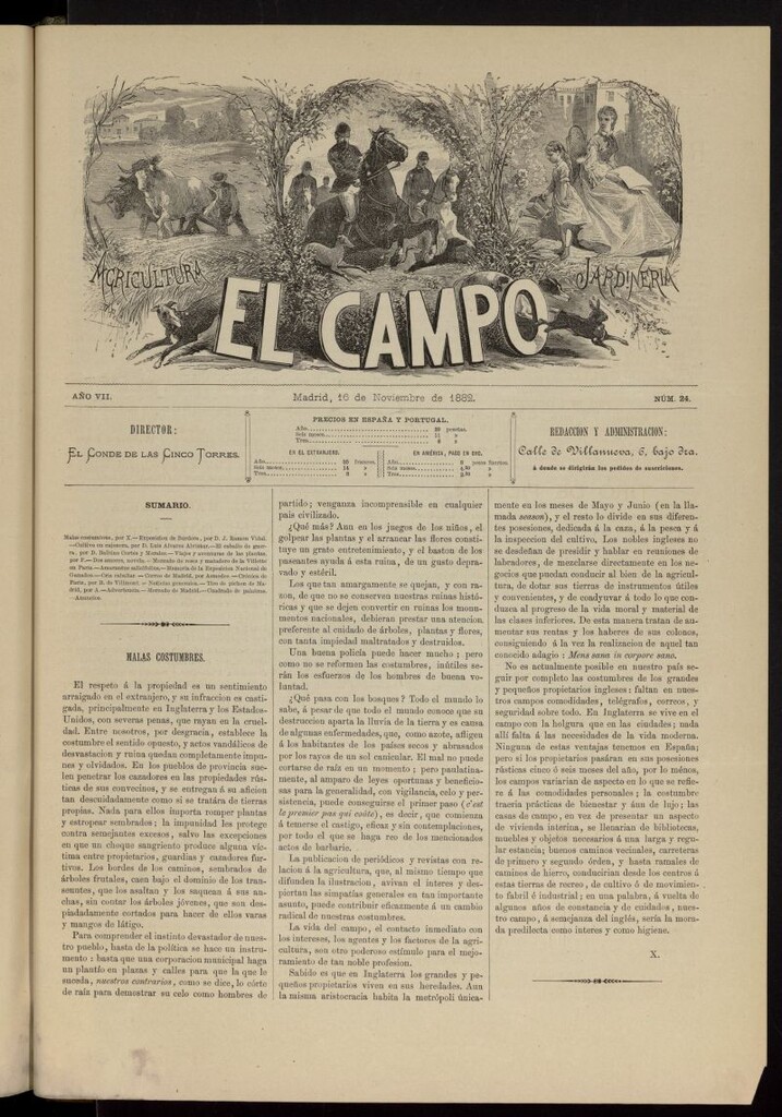 Miniatura de El Campo : agricultura, jardinería y sport del 16 de noviembre de 1882, nº 24