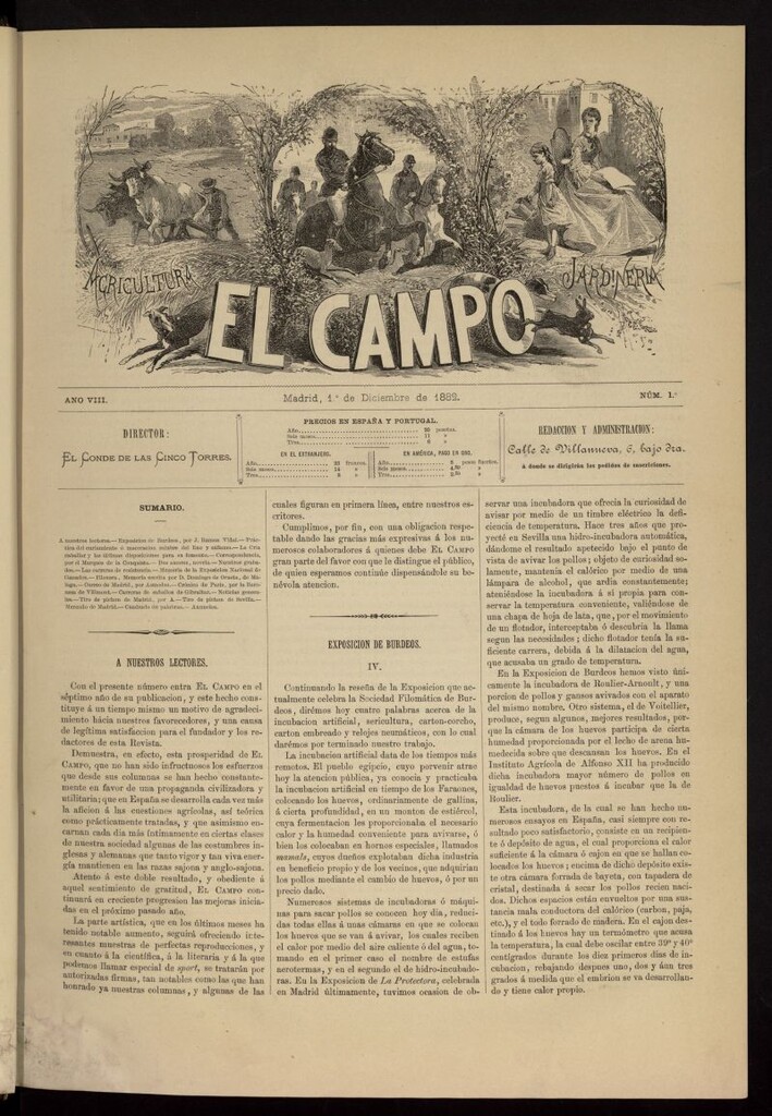 Miniatura de El Campo : agricultura, jardinería y sport del 1 de diciembre de 1882, nº 1