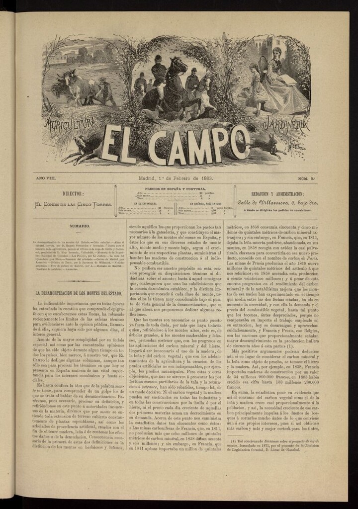 Miniatura de El Campo : agricultura, jardinería y sport del 1 de febrero de 1883, nº 5