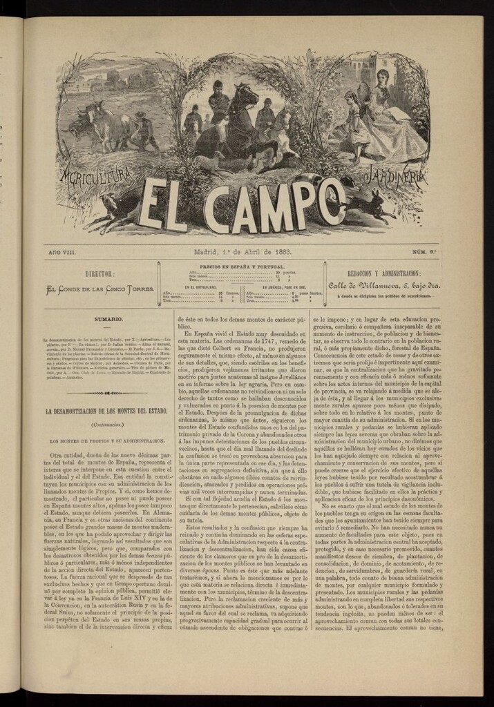 Miniatura de El Campo : agricultura, jardinería y sport del 1 de abril de 1883, nº 9