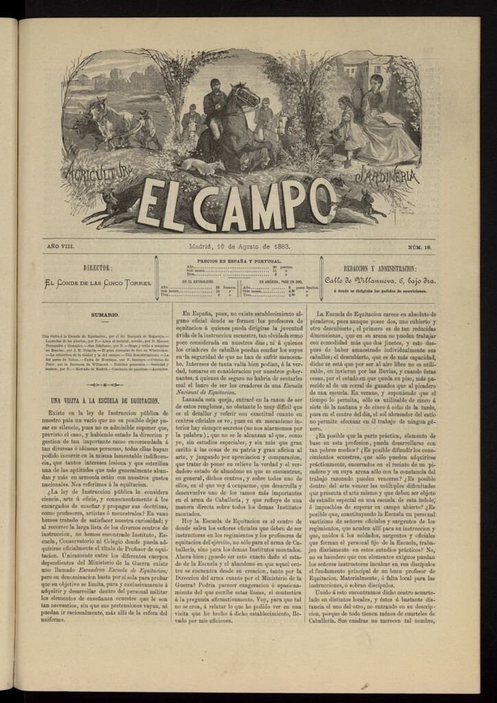 Miniatura de El Campo : agricultura, jardinería y sport del 16 de agosto de 1883, nº 18