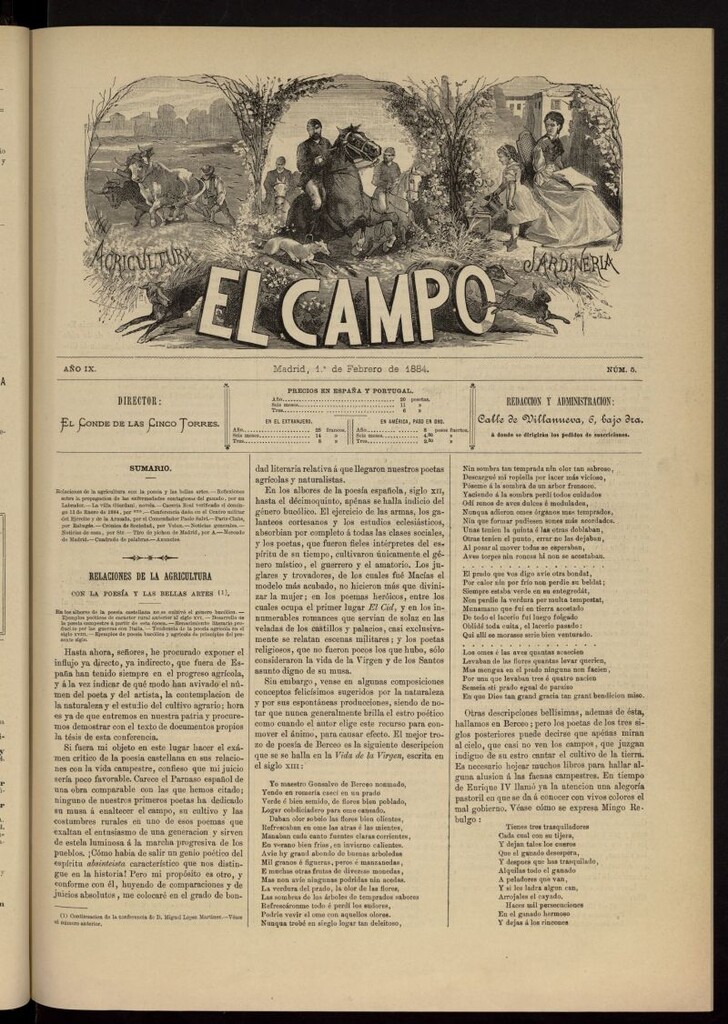 Miniatura de El Campo : agricultura, jardinería y sport del 1 de febrero de 1884, nº 5