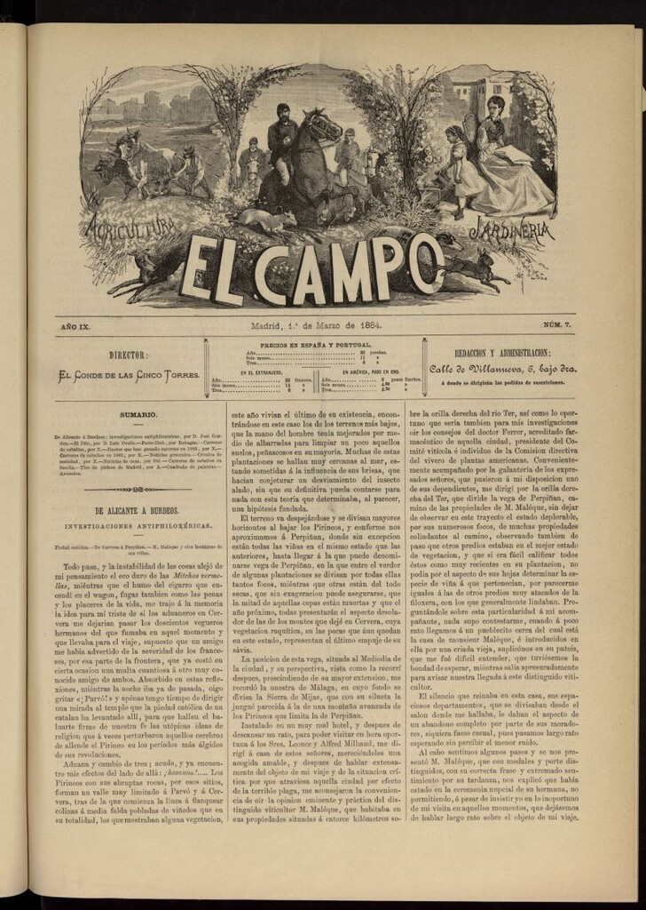 Miniatura de El Campo : agricultura, jardinería y sport del 1 de marzo de 1884, nº 7