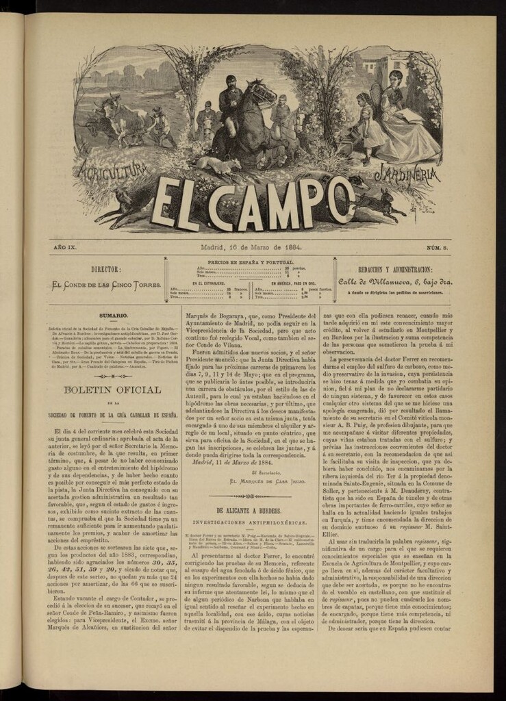 Miniatura de El Campo : agricultura, jardinería y sport del 16 de marzo de 1884, nº 8