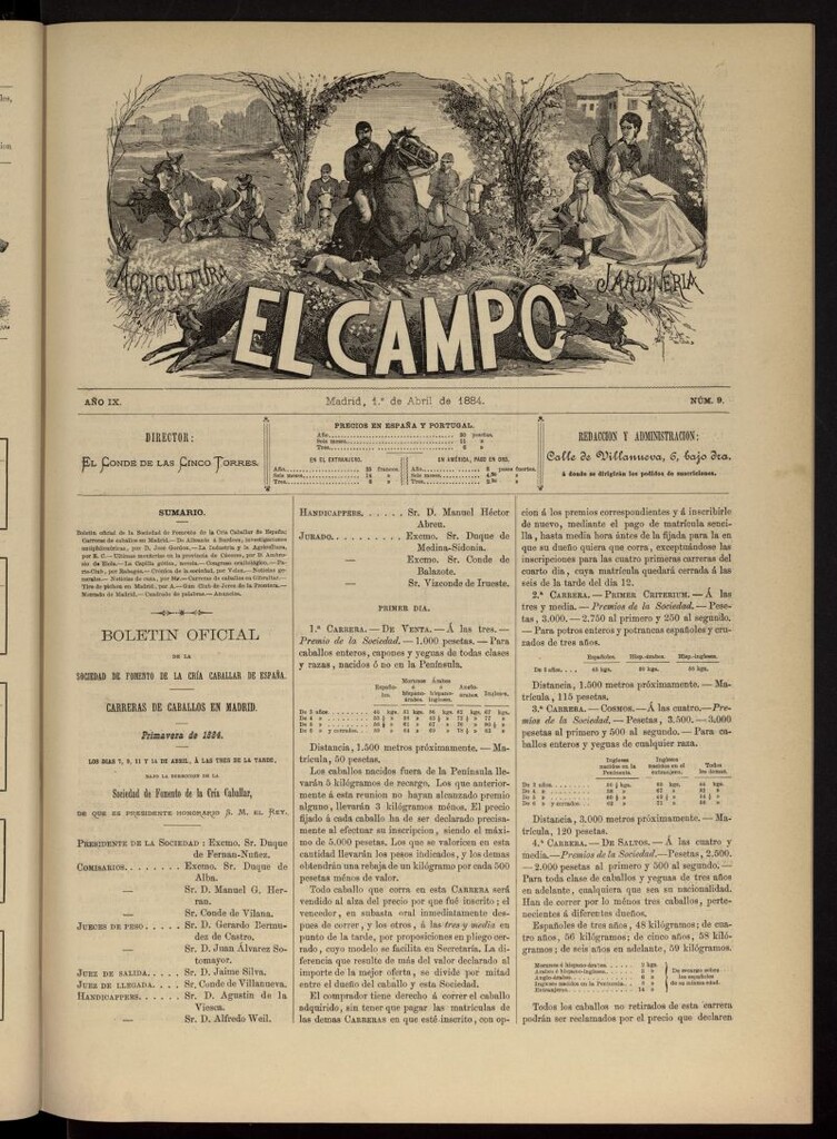 Miniatura de El Campo : agricultura, jardinería y sport del 1 de abril de 1884, nº 9