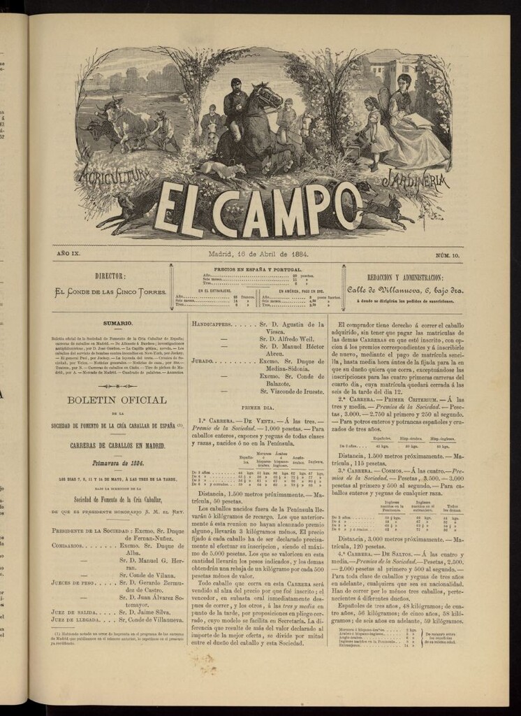 Miniatura de El Campo : agricultura, jardinería y sport del 16 de abril de 1884, nº 10