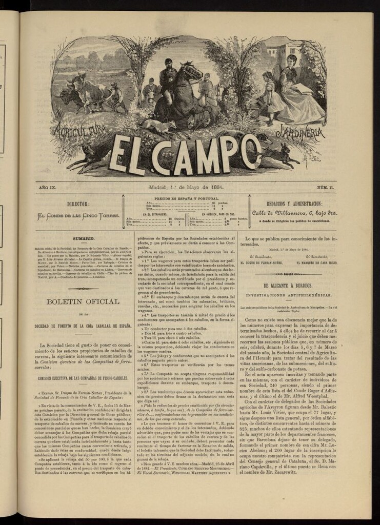 Miniatura de El Campo : agricultura, jardinería y sport del 1 de mayo de 1884, nº 11