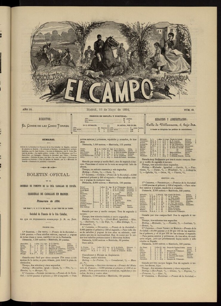 Miniatura de El Campo : agricultura, jardinería y sport del 16 de mayo de 1884, nº 12