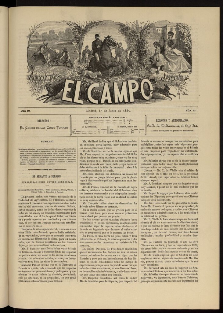 Miniatura de El Campo : agricultura, jardinería y sport del 1 de junio de 1884, nº 13