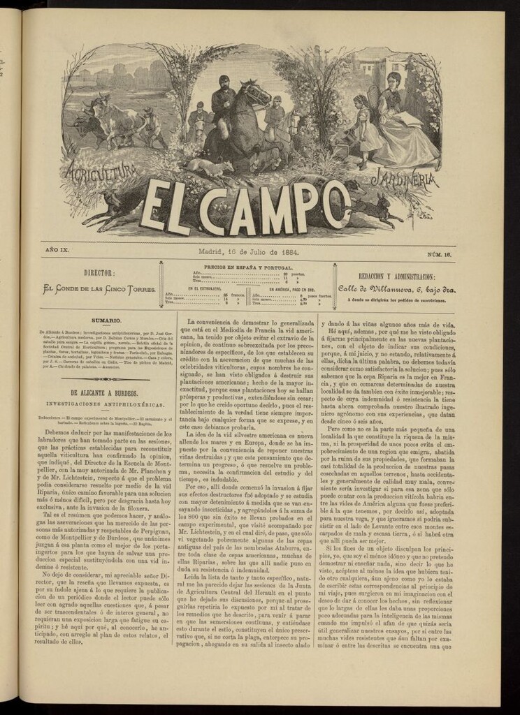 Miniatura de El Campo : agricultura, jardinería y sport del 16 de julio de 1884, nº 16