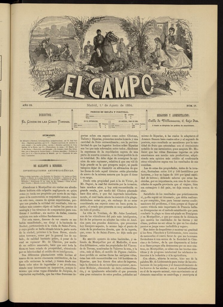 Miniatura de El Campo : agricultura, jardinería y sport del 1 de agosto de 1884, nº 17