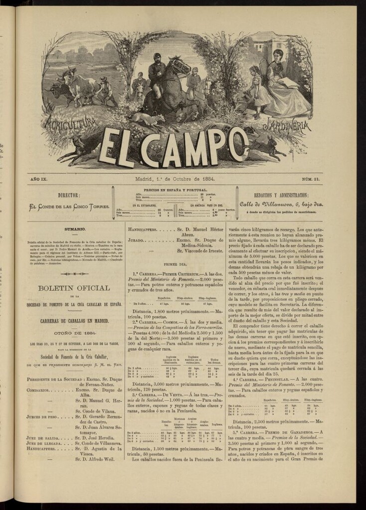 Miniatura de El Campo : agricultura, jardinería y sport del 1 de octubre de 1884, nº 21