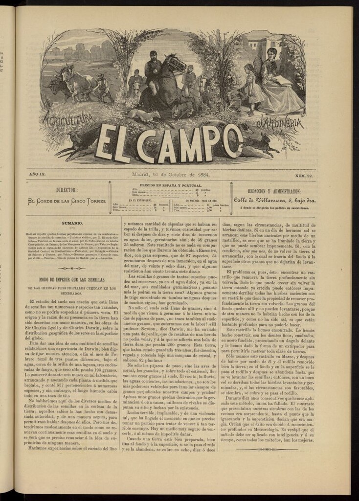 Miniatura de El Campo : agricultura, jardinería y sport del 16 de octubre de 1884, nº 22