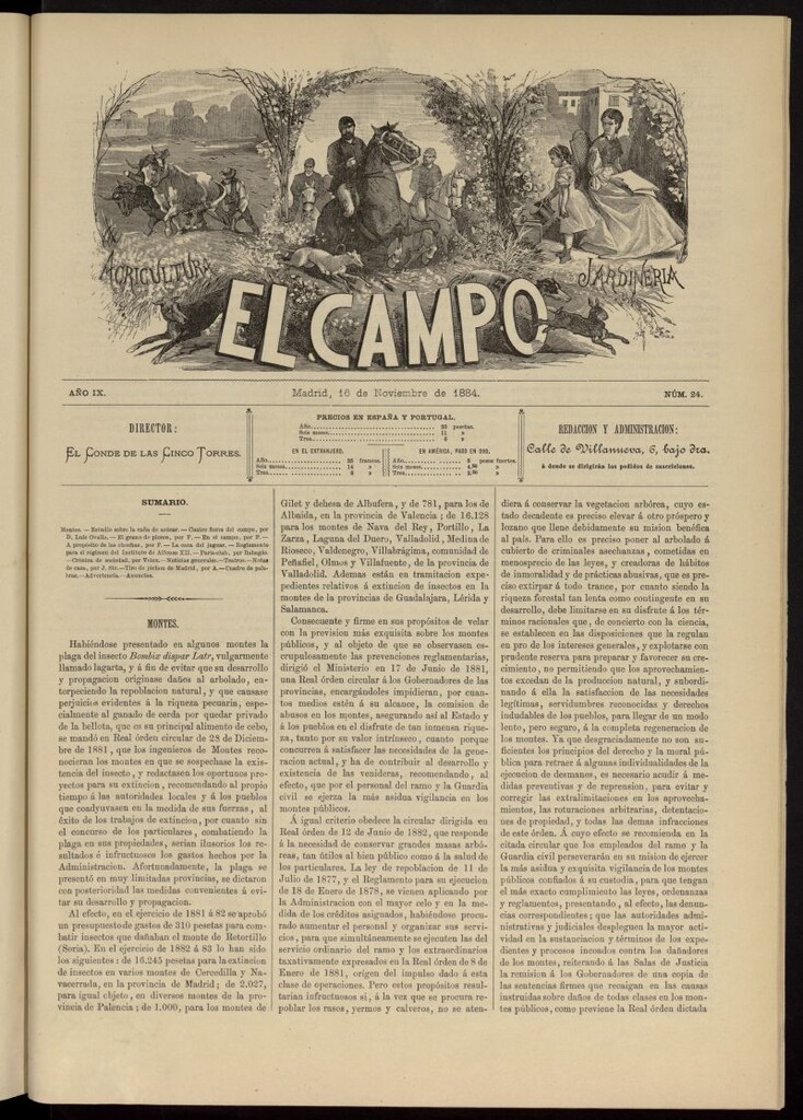 Miniatura de El Campo : agricultura, jardinería y sport del 16 de noviembre de 1884, nº 24
