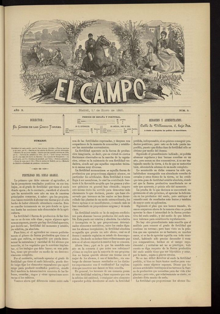 Miniatura de El Campo : agricultura, jardinería y sport del 1 de enero de 1885, nº 3