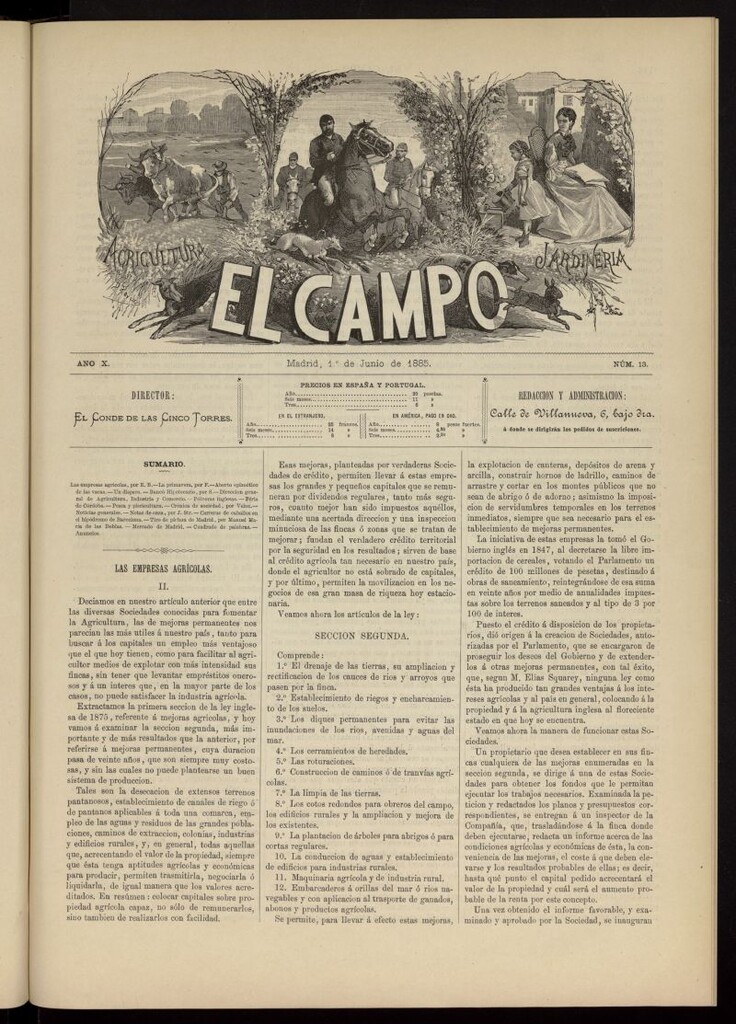 Miniatura de El Campo : agricultura, jardinería y sport del 1 de junio de 1885, nº 13