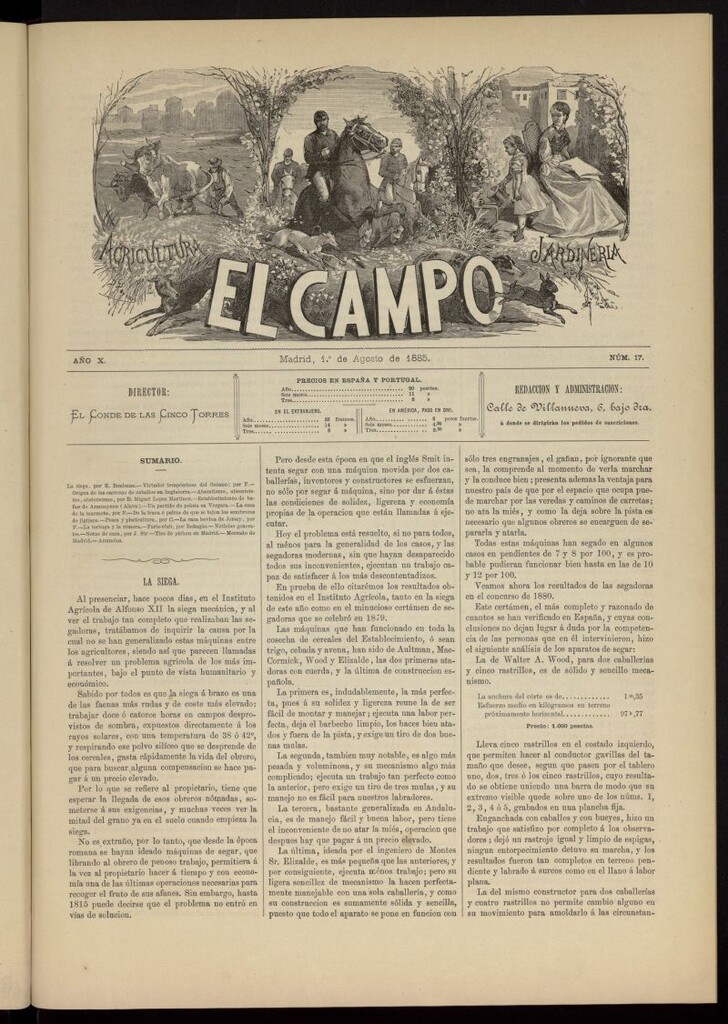 Miniatura de El Campo : agricultura, jardinería y sport del 1 de agosto de 1885, nº 17