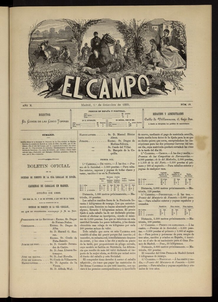 Miniatura de El Campo : agricultura, jardinería y sport del 1 de septiembre de 1885, nº 19