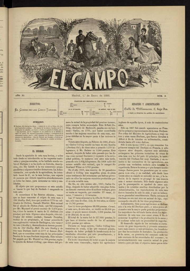Miniatura de El Campo : agricultura, jardinería y sport del 1 de enero de 1886, nº 3