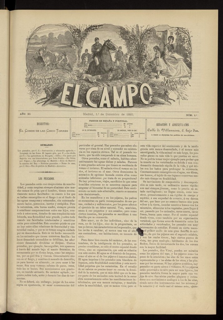 Miniatura de El Campo : agricultura, jardinería y sport del 1 de diciembre de 1885, nº 1