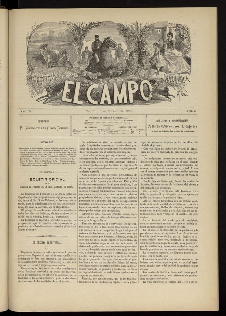 Miniatura de El Campo : agricultura, jardinería y sport del 1 de febrero de 1886, nº 5