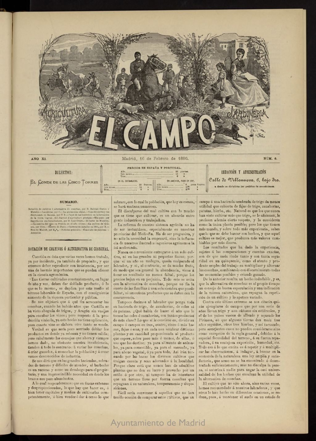 Miniatura de El Campo : agricultura, jardinería y sport del 16 de febrero de 1886, nº 6