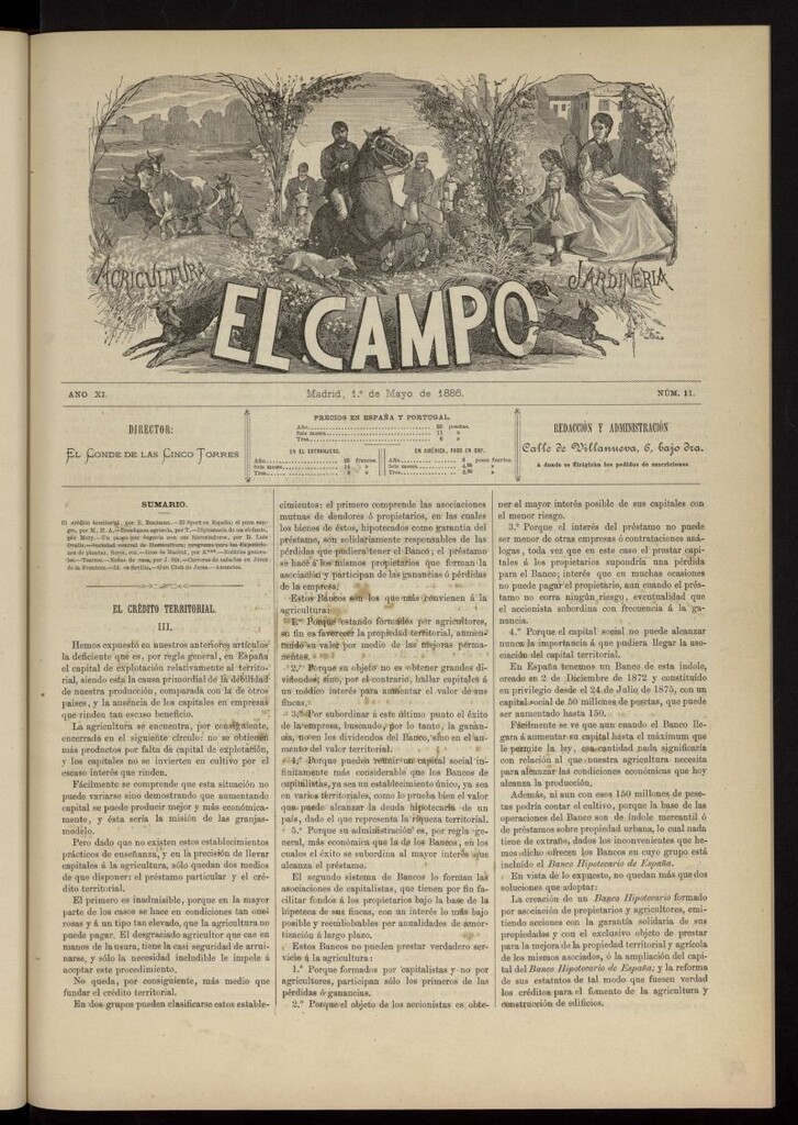 Miniatura de El Campo : agricultura, jardinería y sport del 1 de mayo de 1886, nº 11