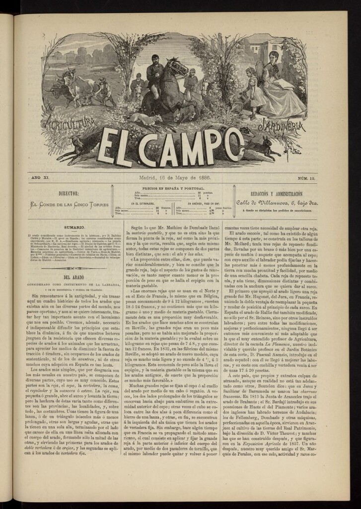 Miniatura de El Campo : agricultura, jardinería y sport del 16 de mayo de 1886, nº 12
