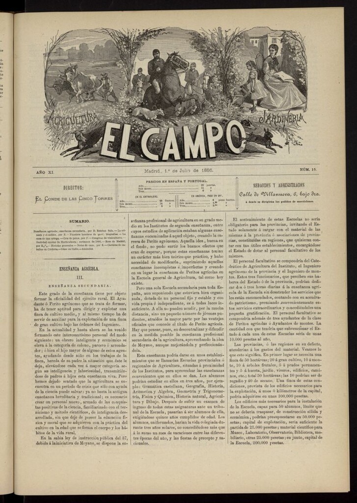 Miniatura de El Campo : agricultura, jardinería y sport del 1 de julio de 1886, nº 15