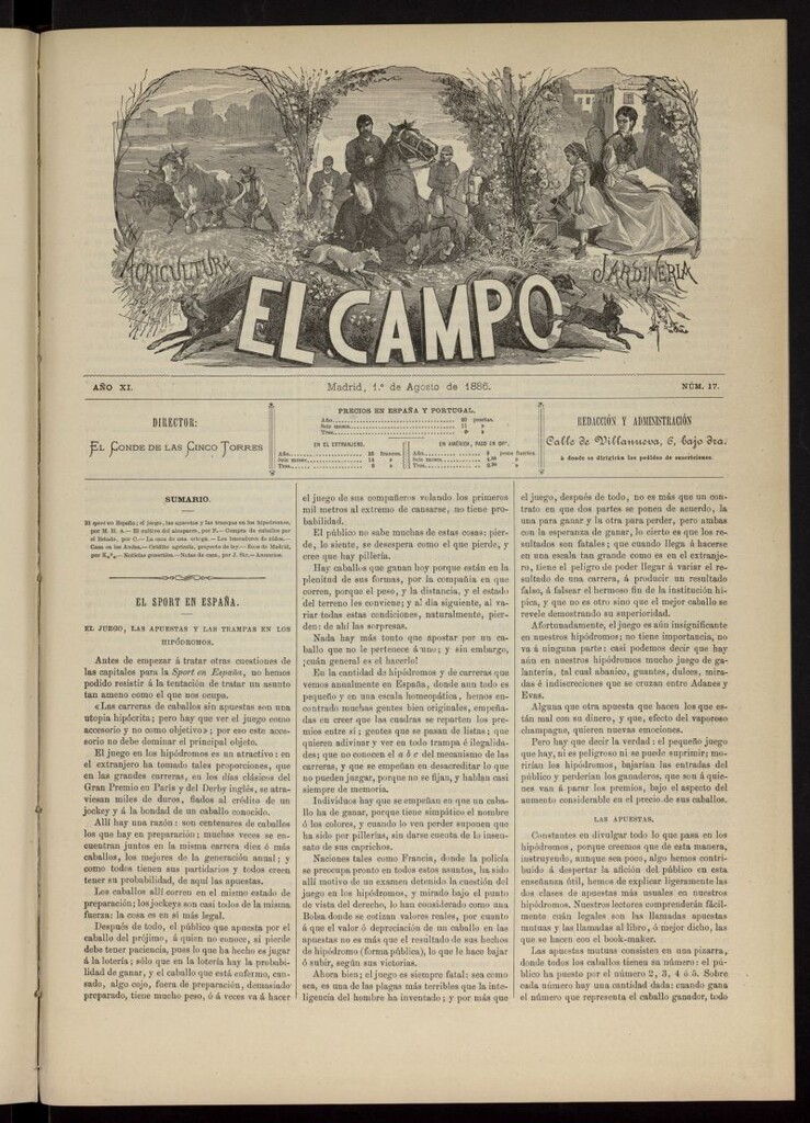 Miniatura de El Campo : agricultura, jardinería y sport del 1 de agosto de 1886, nº 17