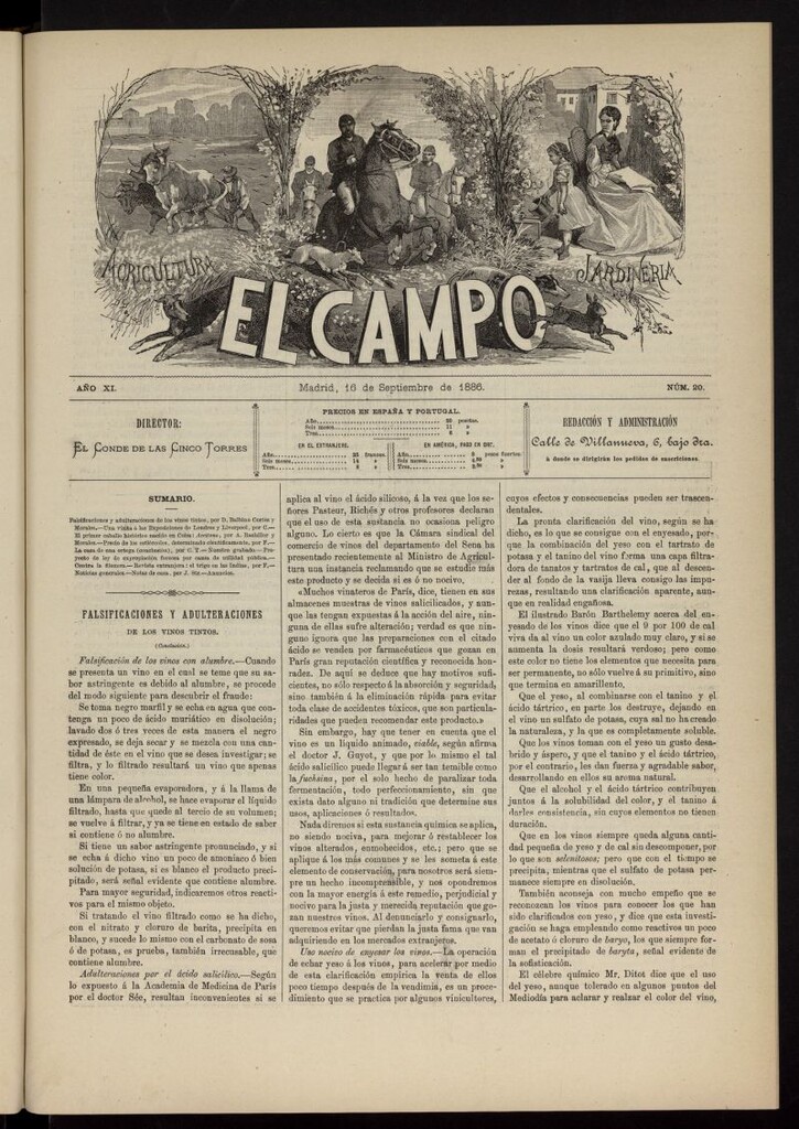 Miniatura de El Campo : agricultura, jardinería y sport del 16 de septiembre de 1886, nº 20