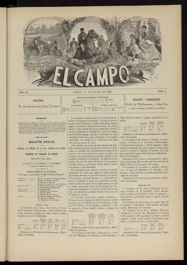 Miniatura de El Campo : agricultura, jardinería y sport del 1 de octubre de 1886, nº 21
