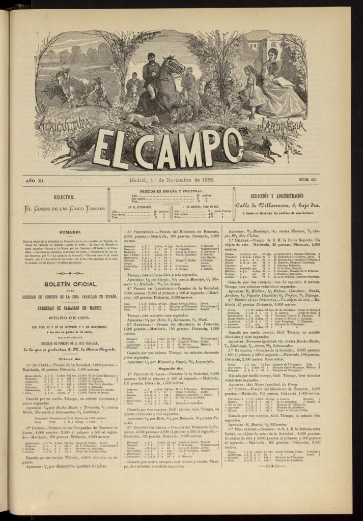 Miniatura de El Campo : agricultura, jardinería y sport del 1 de noviembre de 1886, nº 23