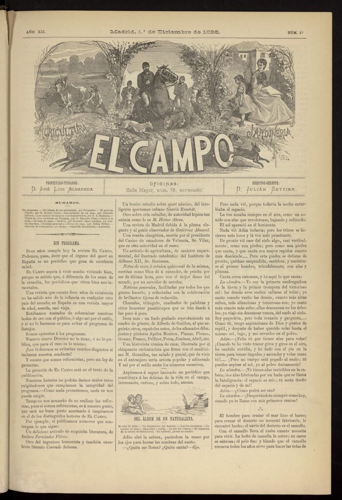 Miniatura de El Campo : agricultura, jardinería y sport del 1 de diciembre de 1886, nº 1