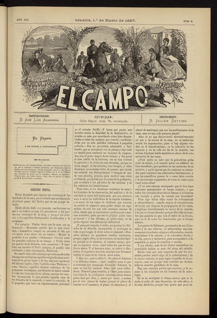 Miniatura de El Campo : agricultura, jardinería y sport del 1 de enero de 1887, nº 3