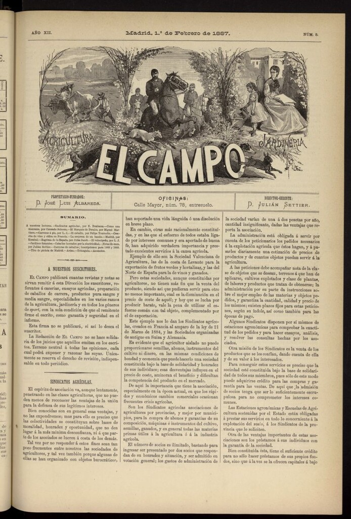 Miniatura de El Campo : agricultura, jardinería y sport del 1 de febrero de 1887, nº 5