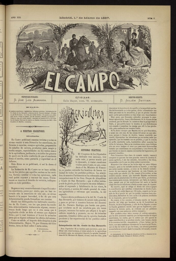 Miniatura de El Campo : agricultura, jardinería y sport del 1 de marzo de 1887, nº 7
